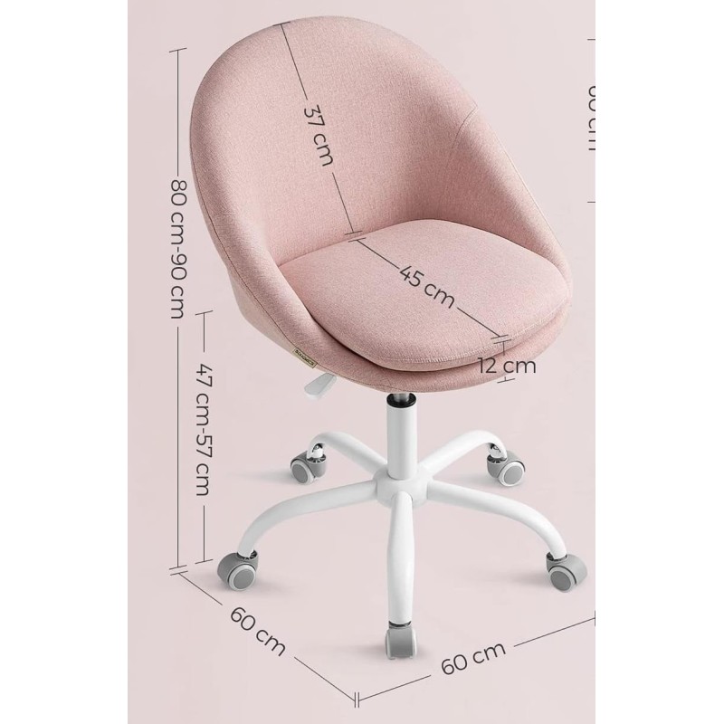 Silla de Oficina ADEL, Base Metálica Blanca, en Terciopelo color Crema