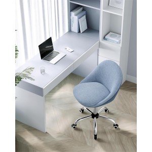 Silla de Oficina ADEL, Base Metálica Blanca, en Terciopelo color Crema