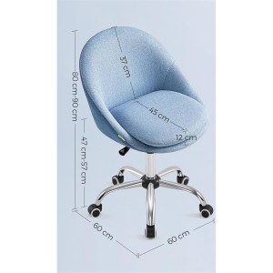 Silla de Oficina ADEL, Base Metálica Blanca, en Terciopelo color Crema