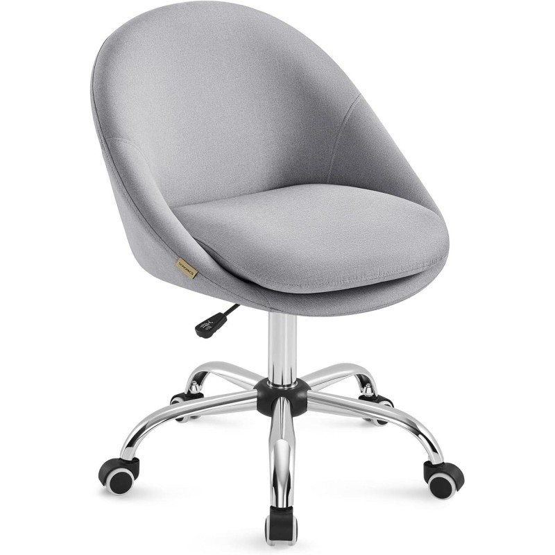 Silla de Oficina ADEL, Base Metálica Blanca, en Terciopelo color Crema