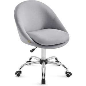 Silla de Oficina ADEL, Base Metálica Blanca, en Terciopelo color Crema