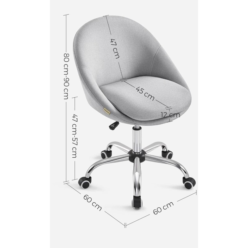 Silla de Oficina ADEL, Base Metálica Blanca, en Terciopelo color Crema