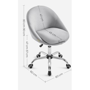 Silla de Oficina ADEL, Base Metálica Blanca, en Terciopelo color Crema