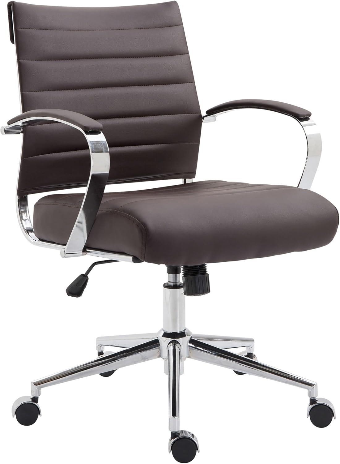 Silla de Oficina EVERY, Diseño Elegante, Estructura Metálica, en Piel Sintética color Negro