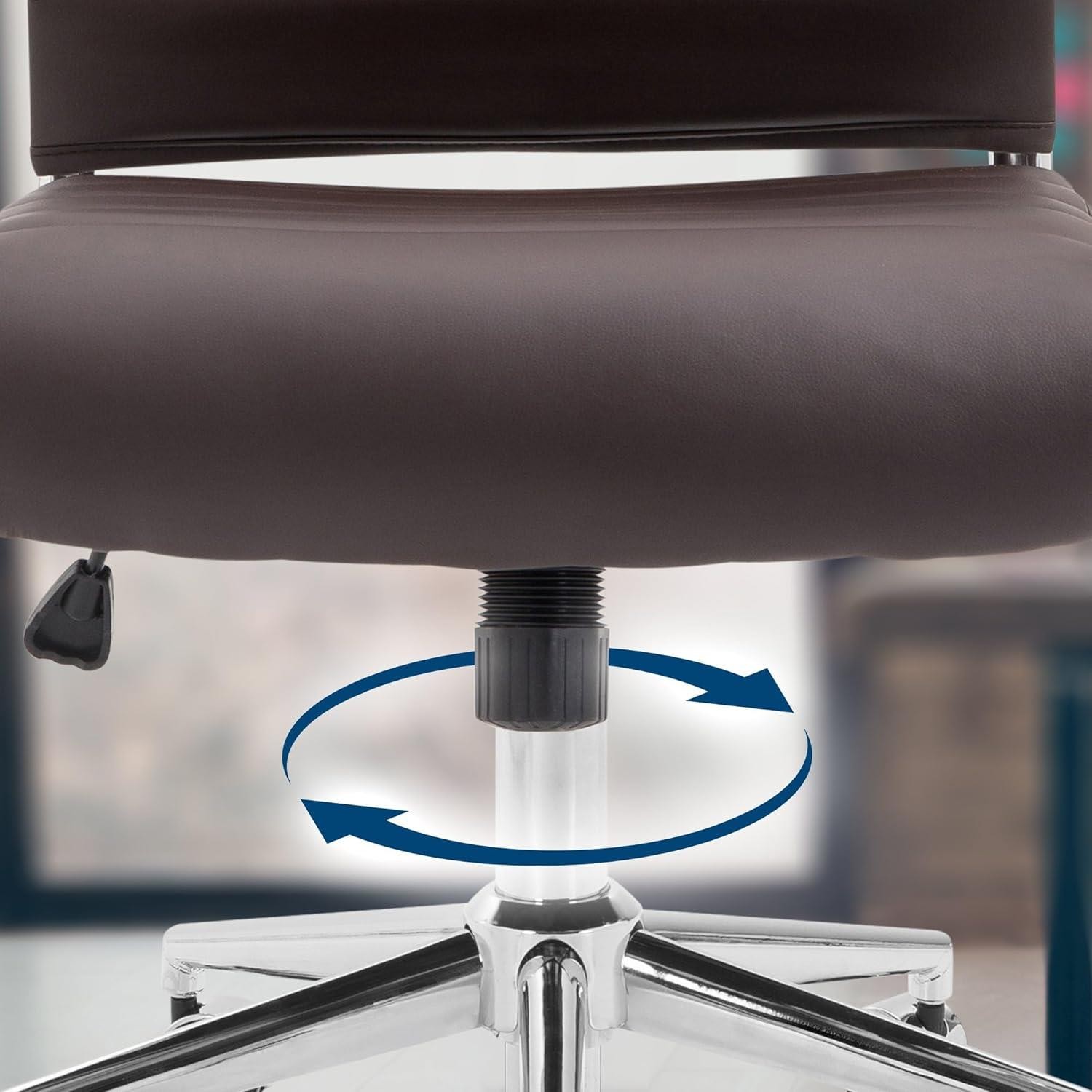 Silla de Oficina EVERY, Diseño Elegante, Estructura Metálica, en Piel Sintética color Negro