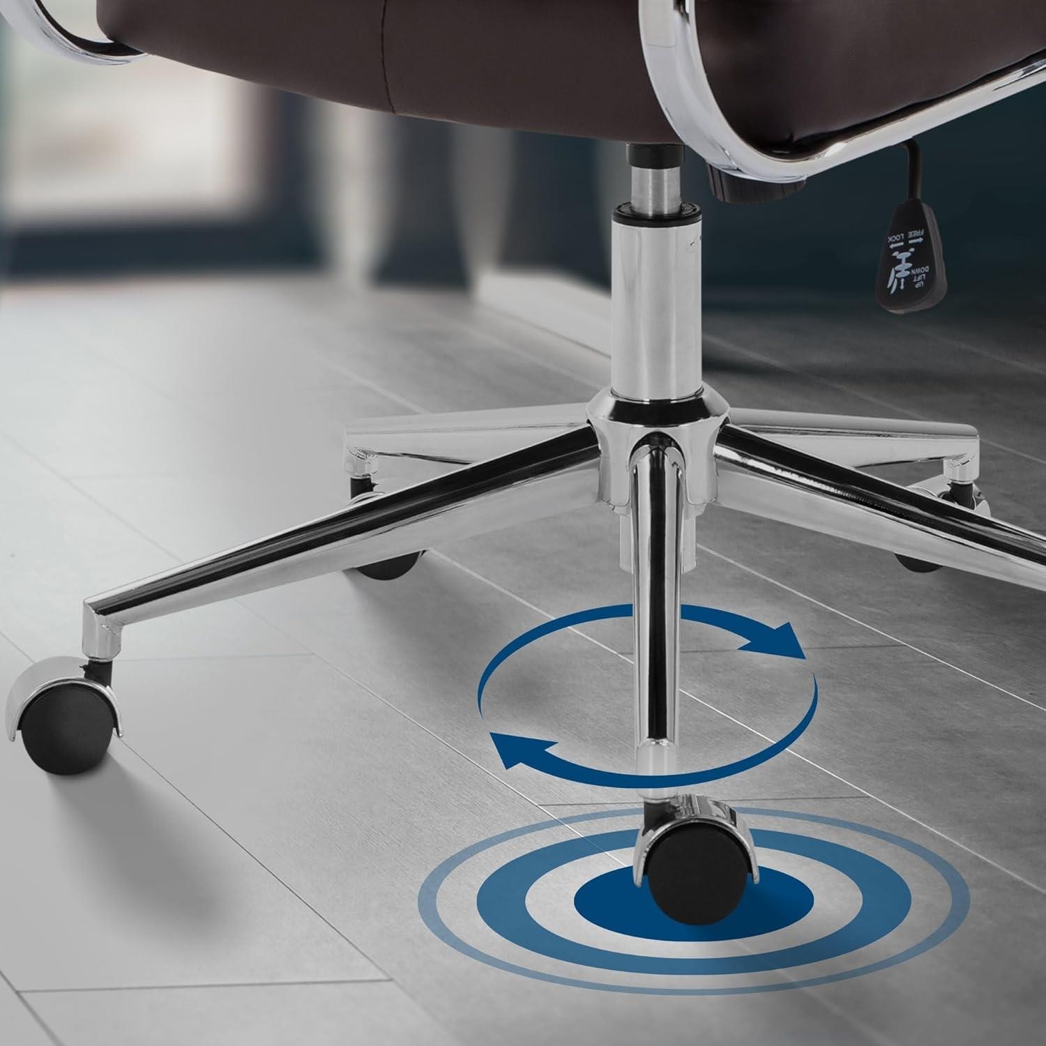 Silla de Oficina EVERY, Diseño Elegante, Estructura Metálica, en Piel Sintética color Negro