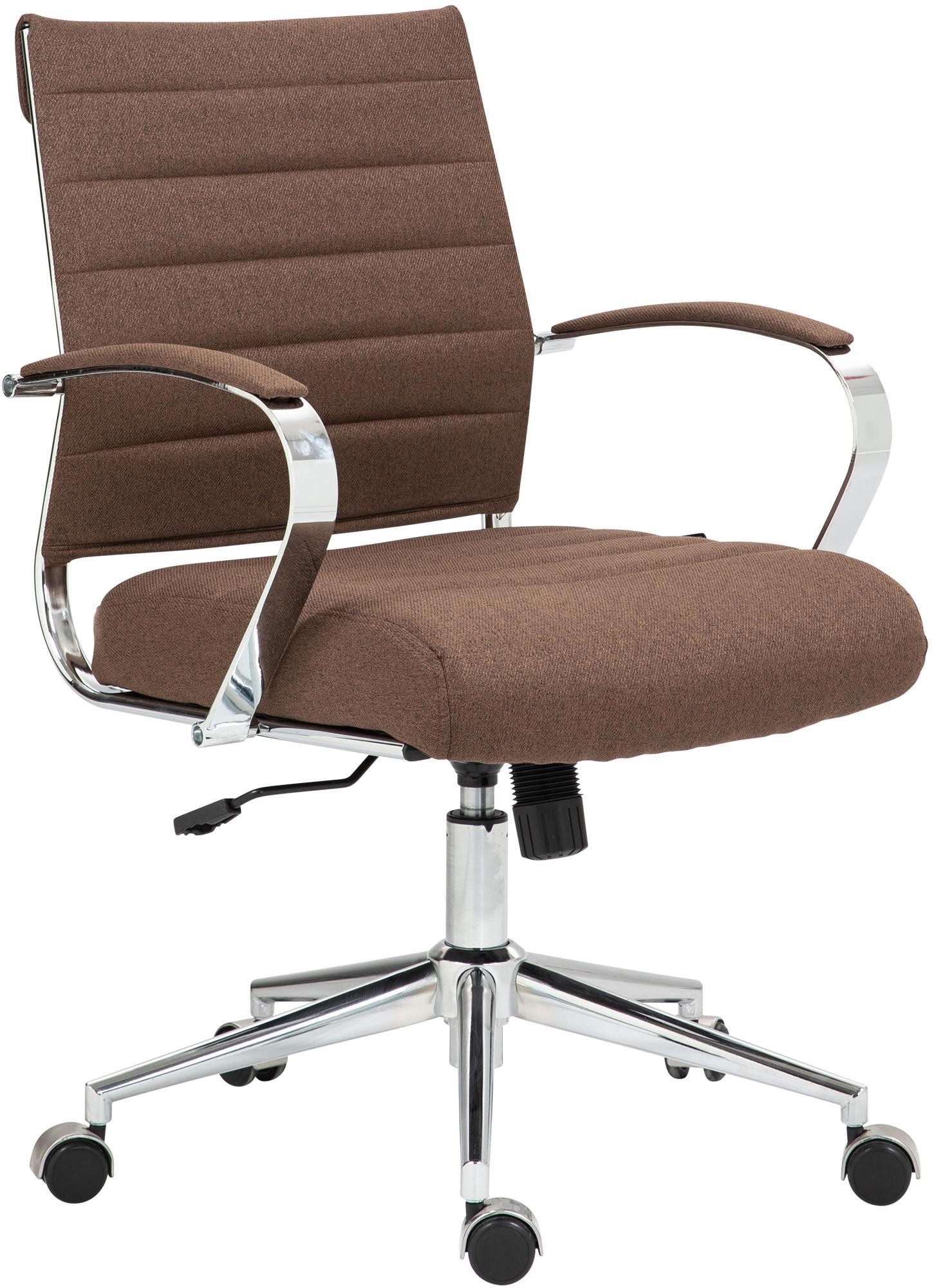 Silla de Oficina EVERY, Diseño Elegante, Estructura Metálica, en Tela color Marrón