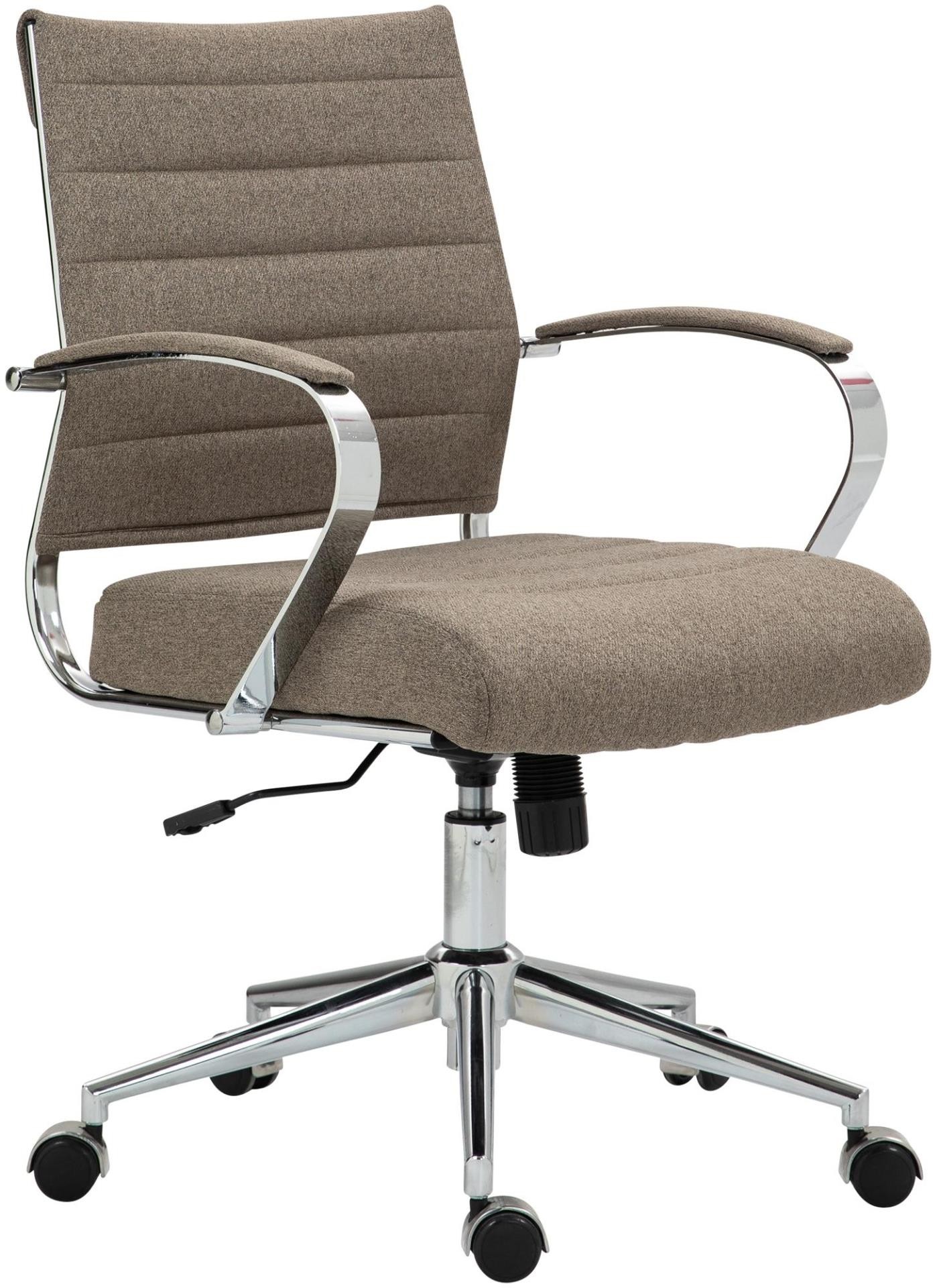 Silla de Oficina EVERY, Diseño Elegante, Estructura Metálica, en Tela color Marrón