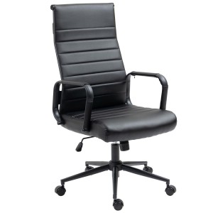 Silla de Oficina KOLMU, base de metal color negro, piel negra