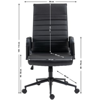 Silla de Oficina KOLMU, base de metal color negro, piel negra 2