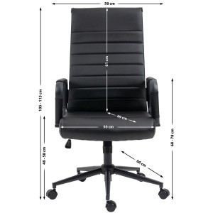 Silla de Oficina KOLMU, base de metal color negro, piel negra