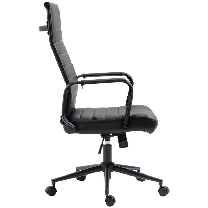 Silla de Oficina KOLMU, base de metal color negro, piel negra