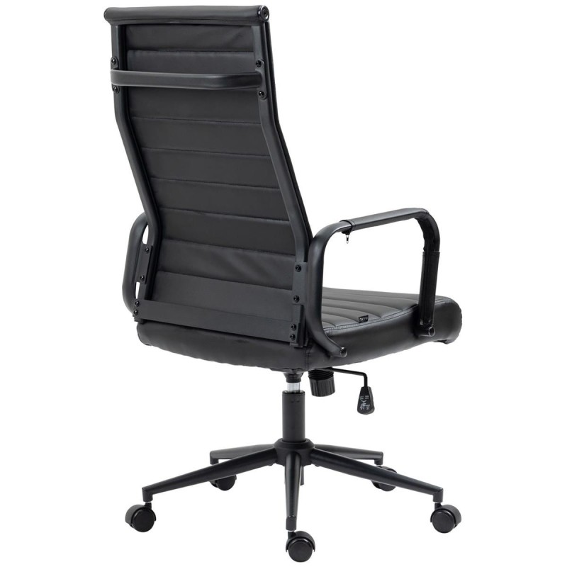 Silla de Oficina KOLMU, base de metal color negro, piel negra