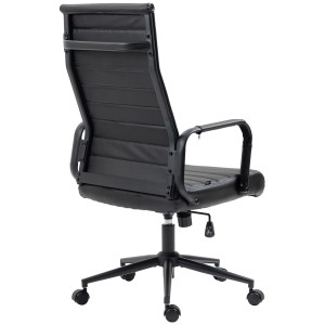 Silla de Oficina KOLMU, base de metal color negro, piel negra