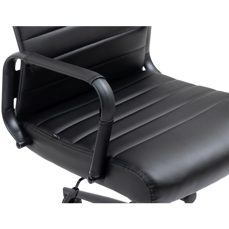 Silla de Oficina KOLMU, base de metal color negro, piel negra