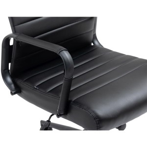Silla de Oficina KOLMU, base de metal color negro, piel negra