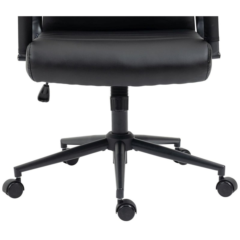 Silla de Oficina KOLMU, base de metal color negro, piel negra