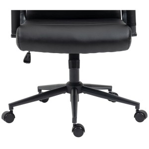 Silla de Oficina KOLMU, base de metal color negro, piel negra
