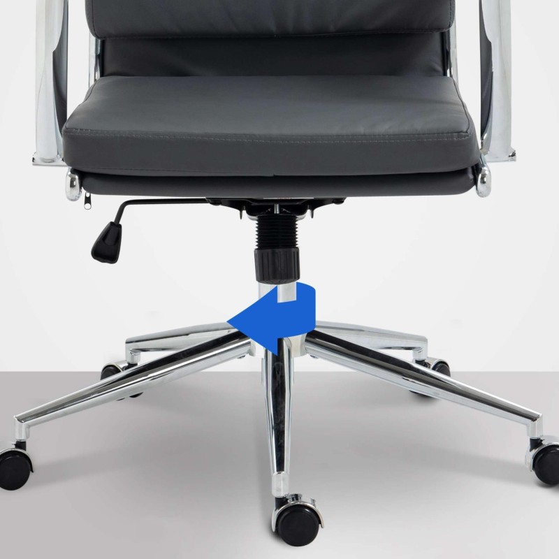 Silla de Oficina TODRA, en Piel, Color Negro