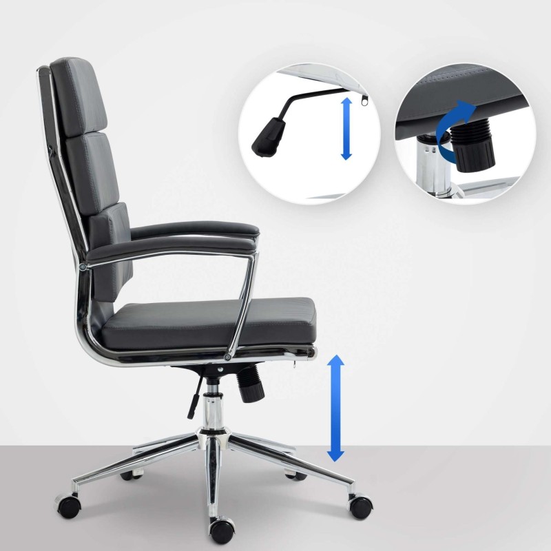 Silla de Oficina TODRA, en Piel, Color Negro
