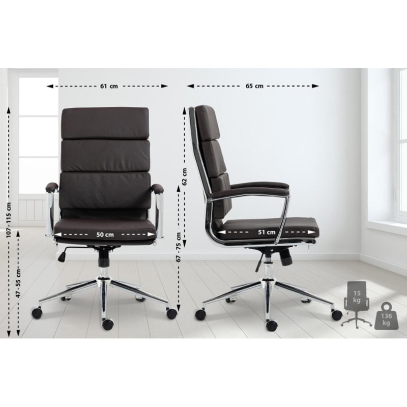 Silla de Oficina TODRA, en Piel, Color Negro