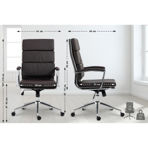Silla de Oficina TODRA, en Piel, Color Negro