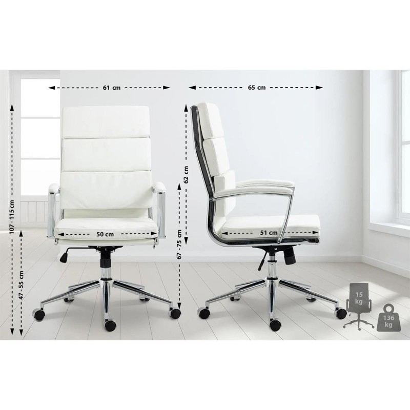 Silla de Oficina TODRA, en Piel, Color Negro