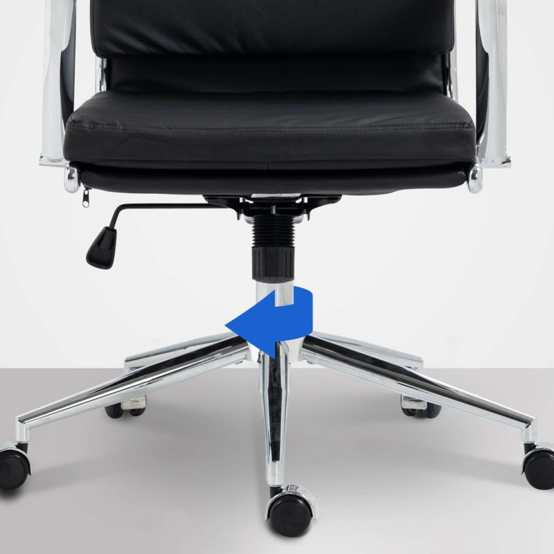 Silla de Oficina TODRA, en Piel, Color Negro