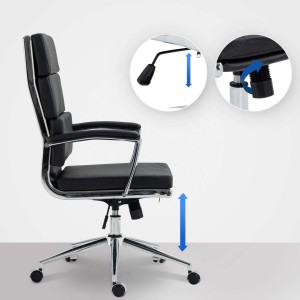 Silla de Oficina TODRA, en Piel, Color Negro