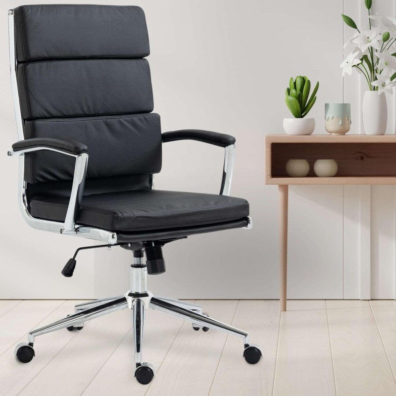 Silla de Oficina TODRA, en Piel, Color Negro