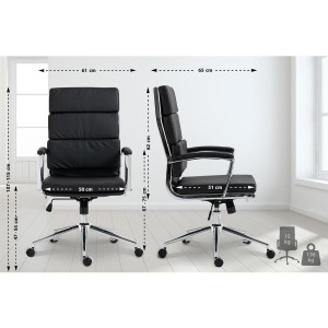 Silla de Oficina TODRA, en Piel, Color Negro