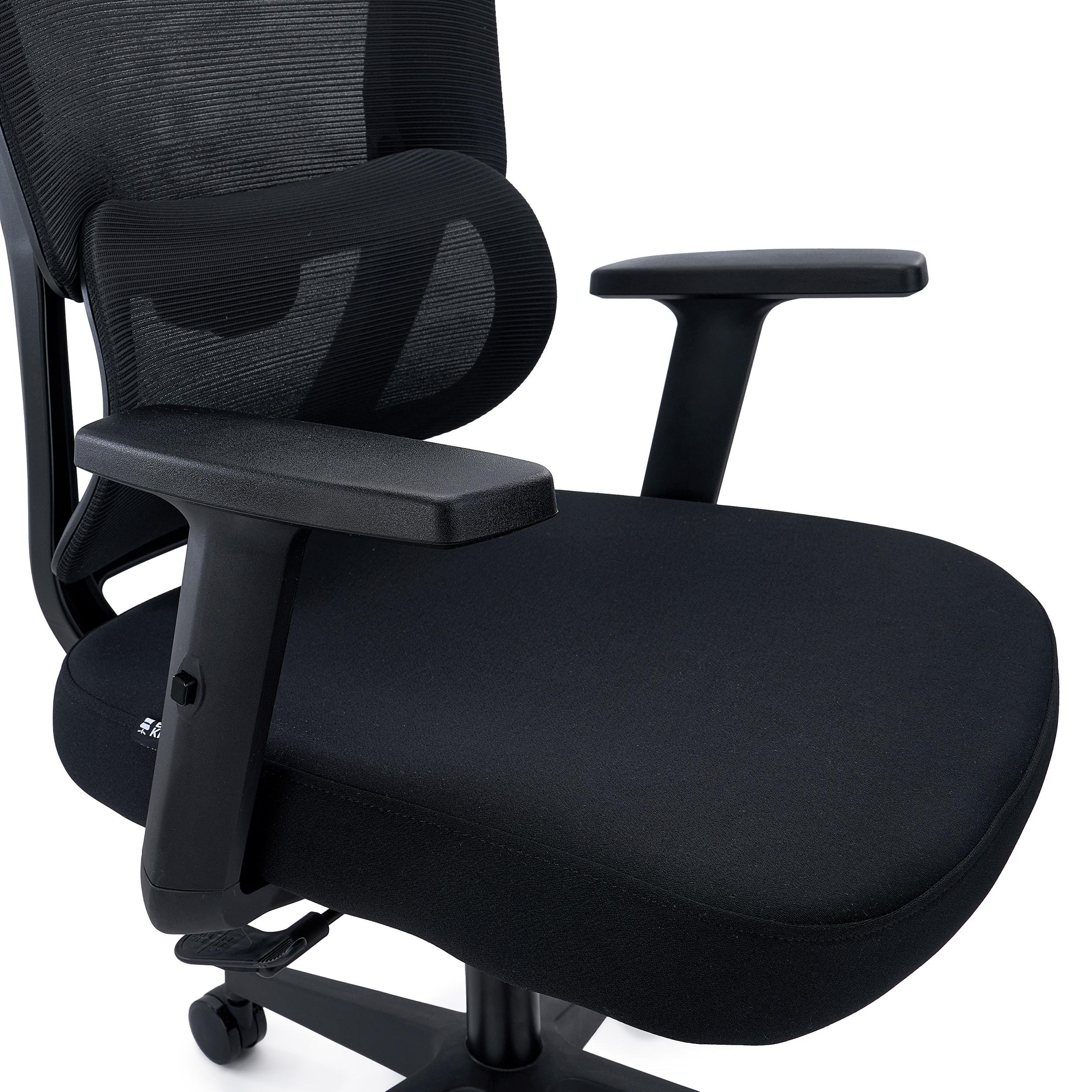 Silla Ergonómica SUPRA, Reposacabezas, Soporte Lumbar Adaptable, Uso 8H, Tela y Malla, Negro