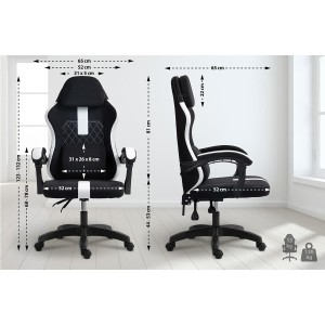 Silla Gaming VENOM, Reclinable, con Cojines Lumbar y Cervical, en Tela Negra