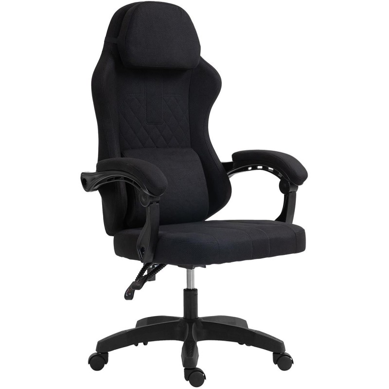 Silla Gaming VENOM, Reclinable, con Cojines Lumbar y Cervical, en Tela Negra