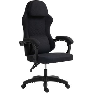 Silla Gaming VENOM, Reclinable, con Cojines Lumbar y Cervical, en Tela Negra