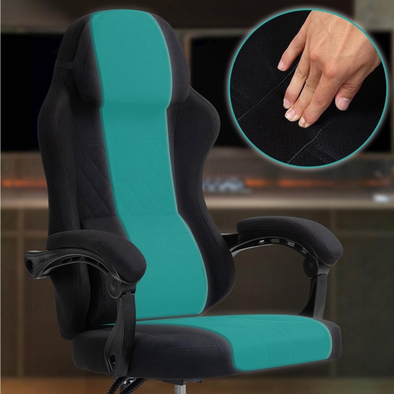 Silla Gaming VENOM, Reclinable, con Cojines Lumbar y Cervical, en Tela Negra