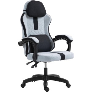 Silla Gaming VENOM, Reclinable, con Cojines Lumbar y Cervical, en Tela Negra