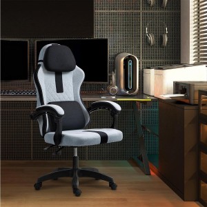 Silla Gaming VENOM, Reclinable, con Cojines Lumbar y Cervical, en Tela Negra
