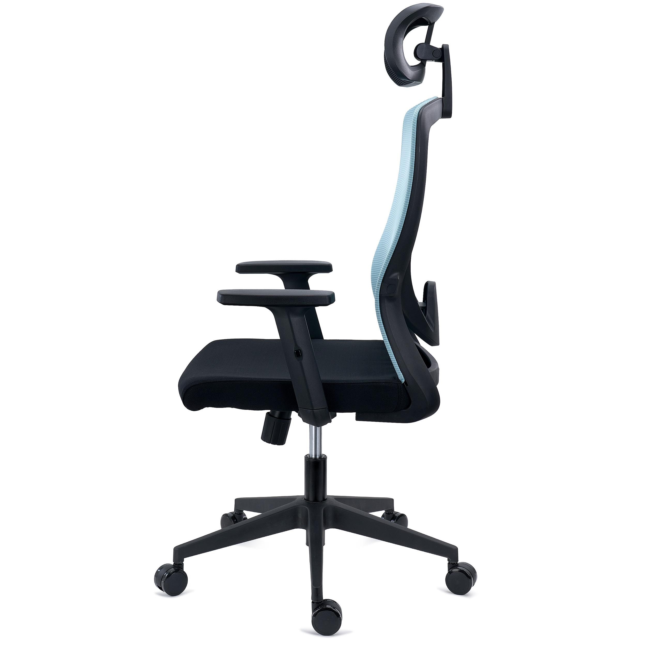 Silla de Oficina NOTE PRO, Reposacabezas, Soporte Lumbar Ajustable, Confort 8H, Tela y Malla Negra