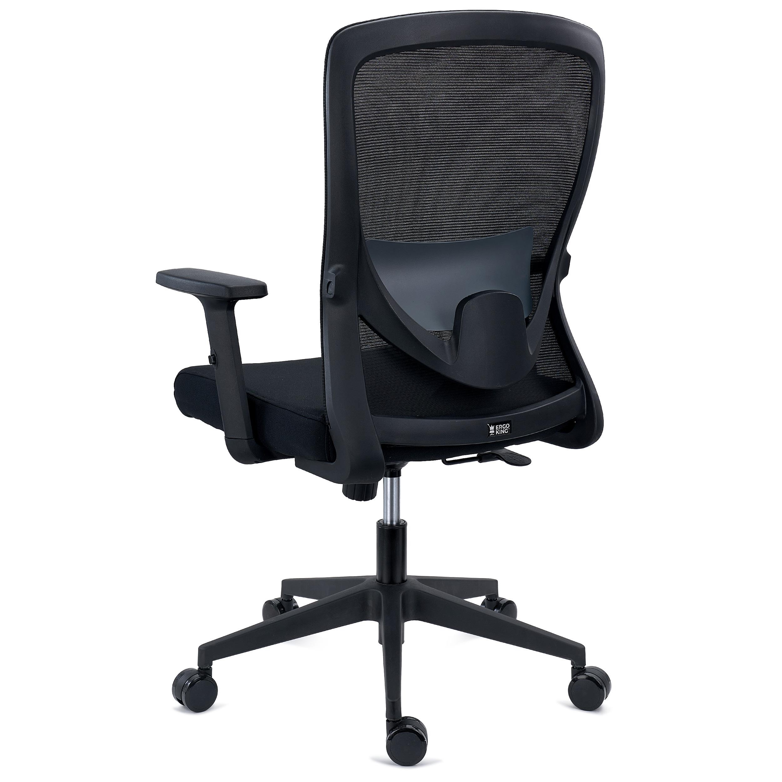 Silla de Oficina NOTE, Soporte Lumbar Ajustable, Confort 8H, Tela y Malla Transpirable Negra