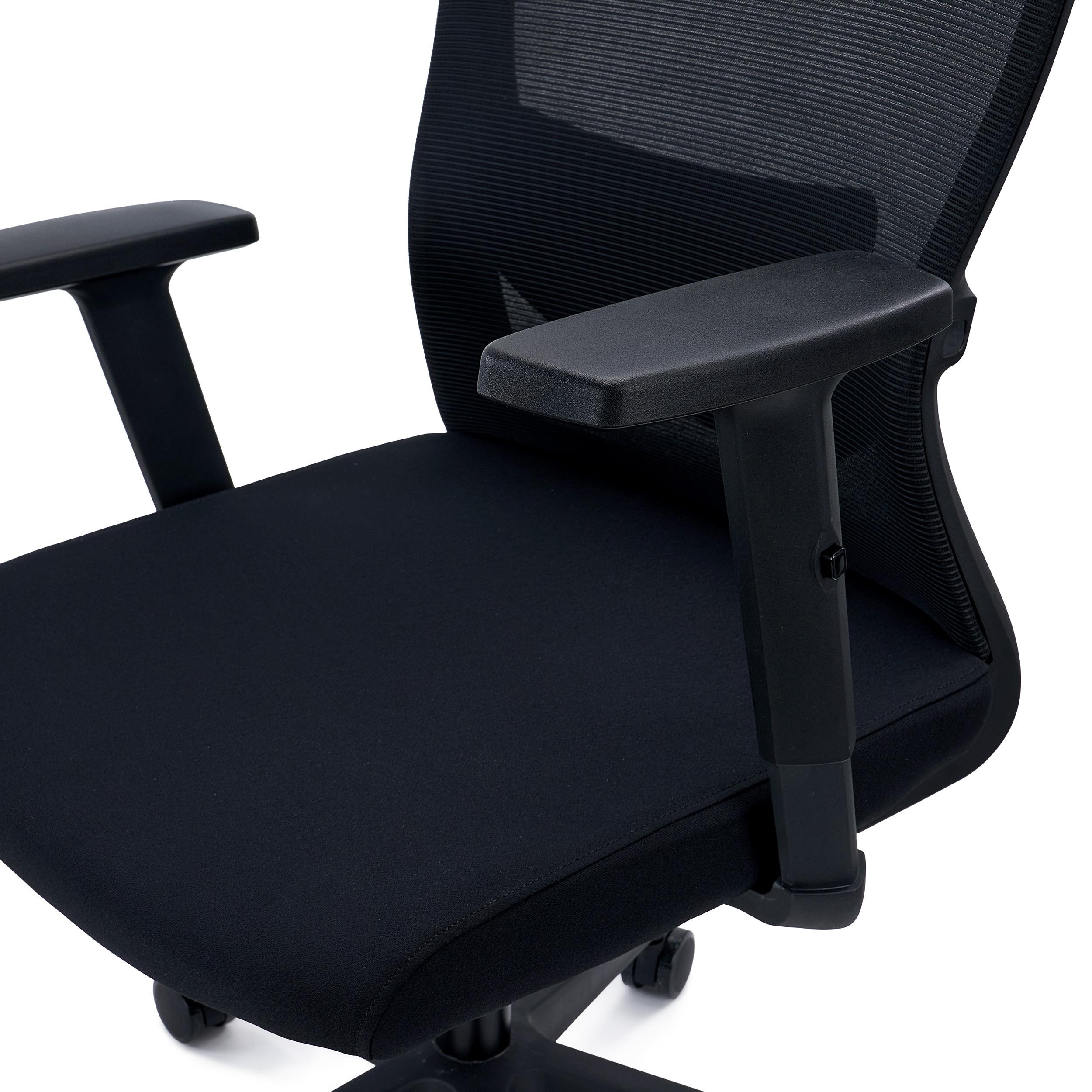 Silla de Oficina NOTE, Soporte Lumbar Ajustable, Confort 8H, Tela y Malla Transpirable Negra