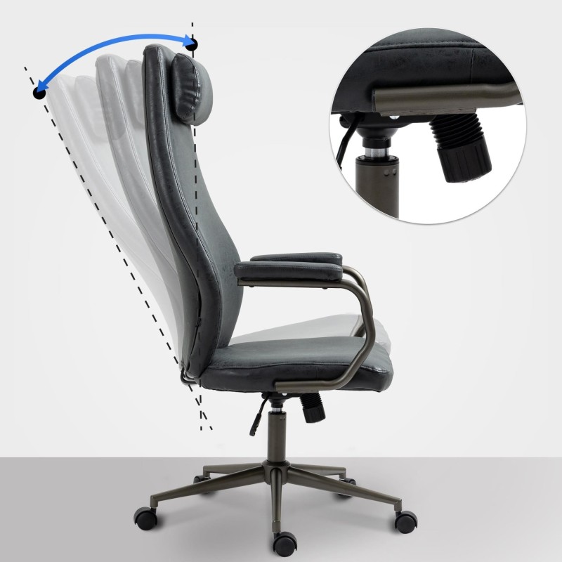Sillón de oficina FLORENCE, brazos de diseño, en piel negro