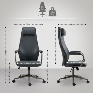 Sillón de oficina FLORENCE, brazos de diseño, en piel negro