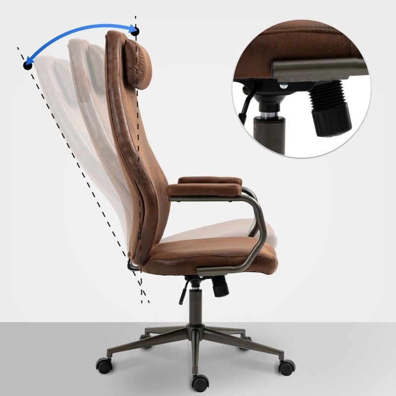 Sillón de Oficina FLORENCE, Brazos de Diseño, Base Negra, en Piel Negro