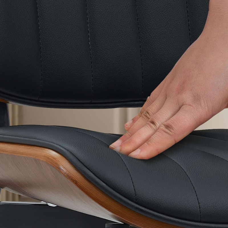 Silla de Confidente YUMI, revestimiento de madera, color negro