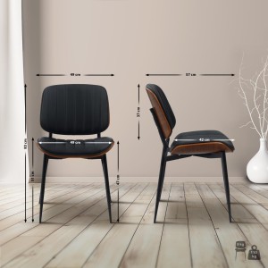 Silla de Confidente YUMI, revestimiento de madera, color negro