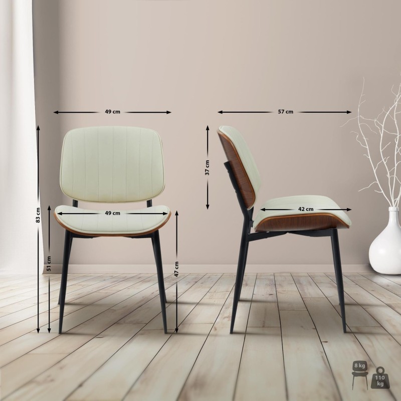 Silla de Confidente YUMI, revestimiento de madera, color negro