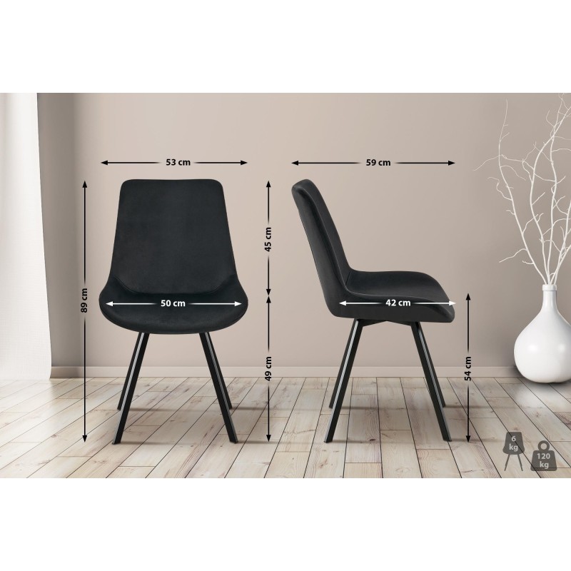 Silla de Confidente UNAMI, en Terciopelo color Negro