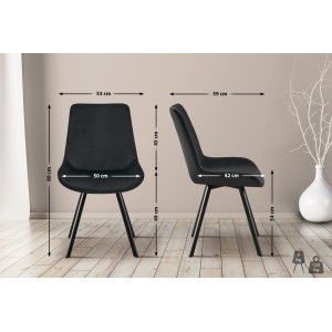 Silla de Confidente UNAMI, en Terciopelo color Negro