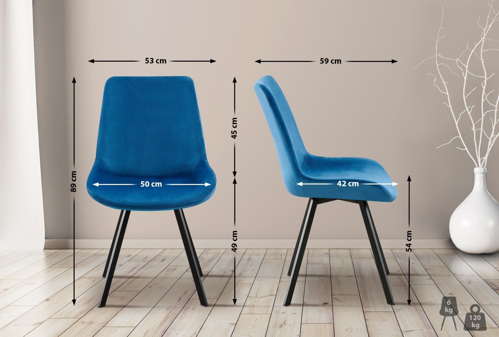 Silla de Confidente UNAMI, Grueso Acolchado, en Terciopelo color Negro